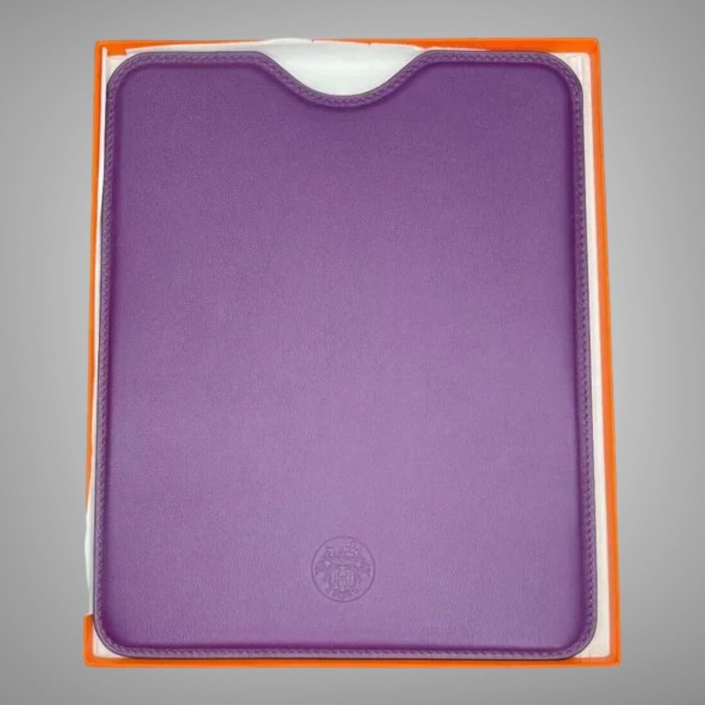 Hermes Swift Leather Ipad Cover Skin Case Purple NIB Made in France